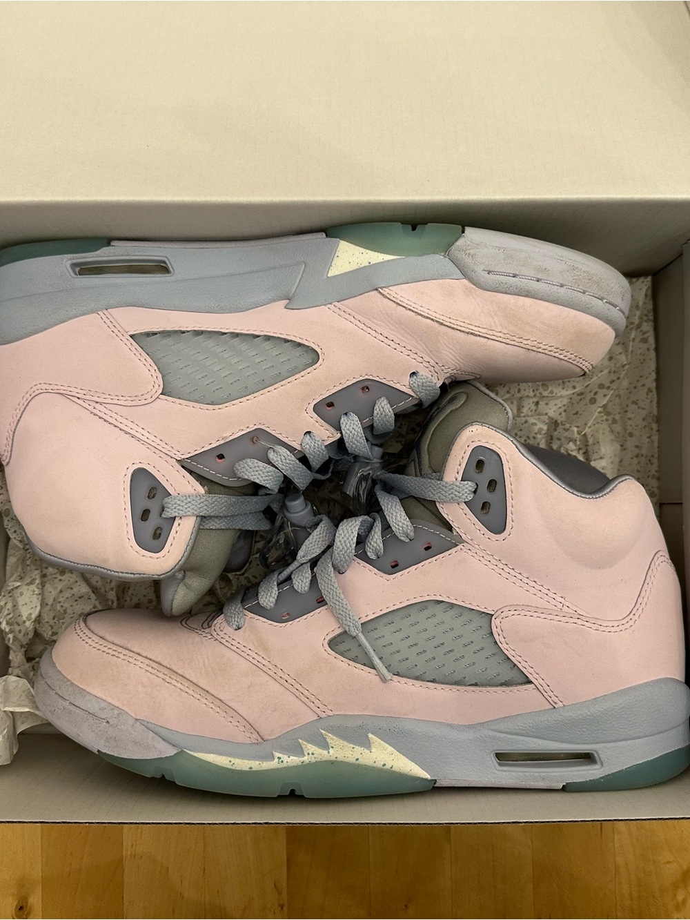 Women’s Air Jordan 5s Pink/Purple/Blue glow in the dark sneakers